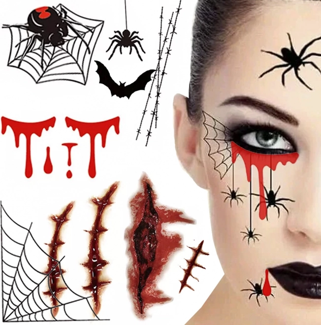 Halloweenowe tatuaże tymczasowe – krwawe efekty, pajęczyny i blizny