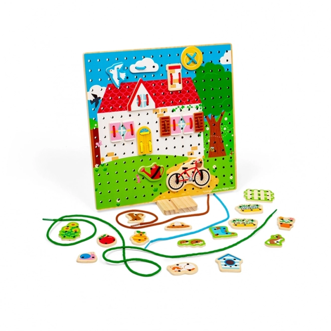Bigjigs Toys Deska do przewlekania Domek