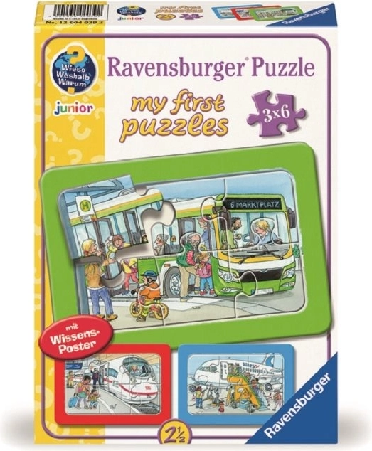 Moje pierwsze puzzle Pojazdy 3x6 elementów