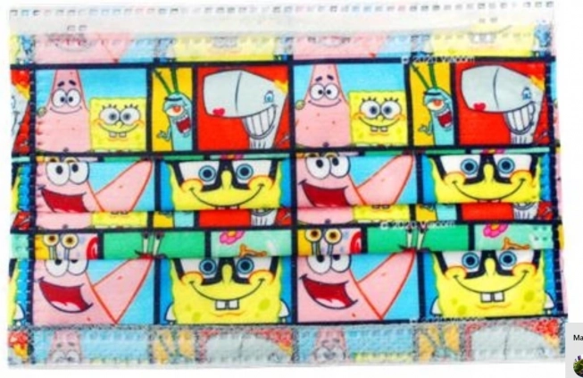 Jednorazowa dziecięca maseczka z motywem SpongeBoba w spodniach