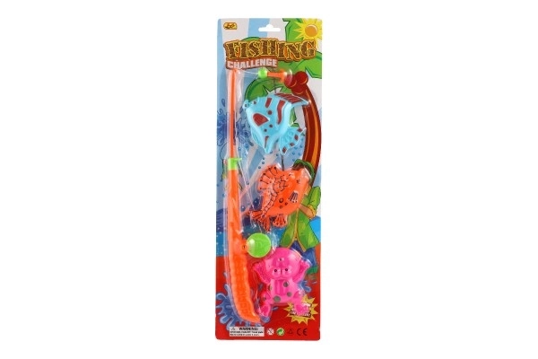 Gra wędkowanie magnetyczne plastik 3szt.+wędka plastik 34cm mix kolorów na karcie