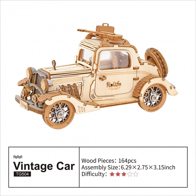 Samochód Vintage - nowoczesne 3D drewniane puzzle