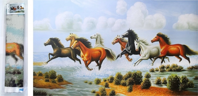 Diamentowe malowanie Galopujące stado 80x40 cm