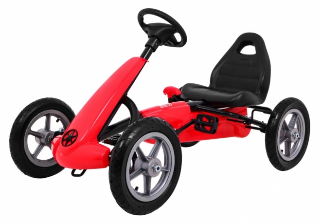 STAR gokart na pedały dla dzieci 3+ Czerwony + regulowane siedzenie + pompowane koła