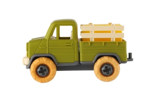 Ciężarówka zabawkowa skręcana plastikowa 14cm z wkrętakiem na wolne obroty w pudełku 19x12x9cm