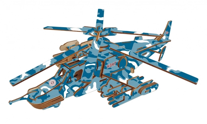 Drewniane 3D puzzle Śmigłowiec bojowy Czarny rekin