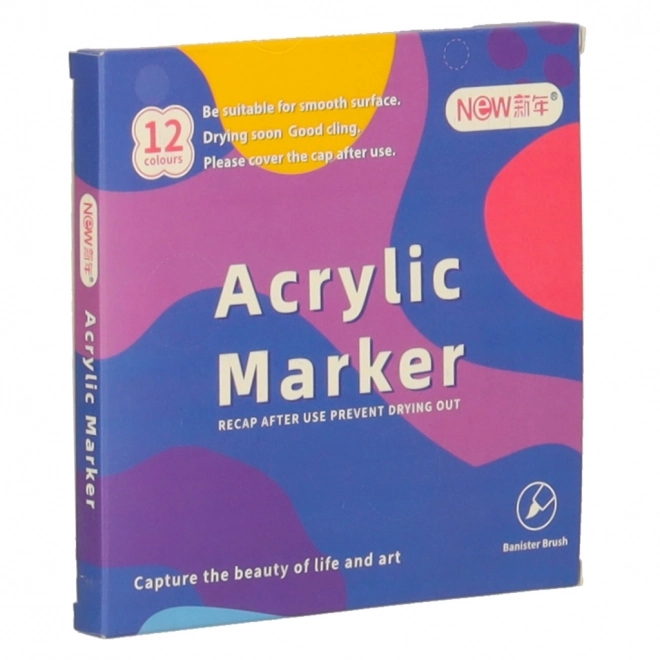 Wodoodporne akrylowe markery do tkanin i kamieni DIY 12 szt.