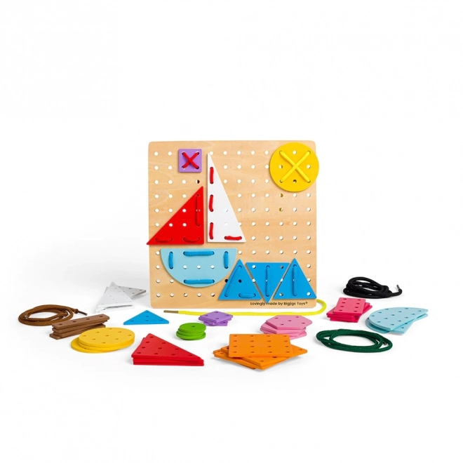 Bigjigs Toys Drewniana gra sznurowana Kształty geometryczne