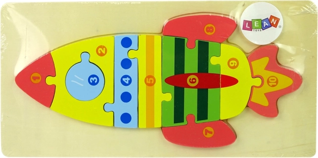 Drewniane puzzle rakieta z liczbami