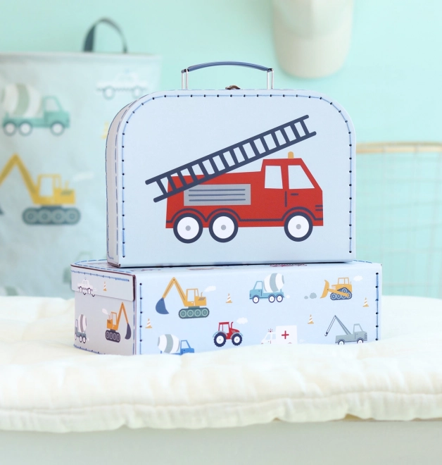 A Little Lovely Company Zestaw dwóch kartonowych walizek – Pojazdy