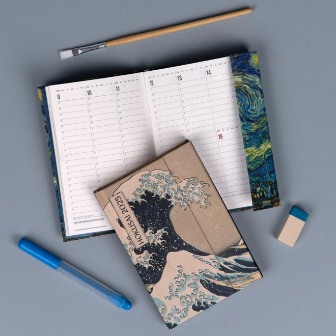 NOTIQUE Tygodniowy magnetyczny dziennik Katsushika Hokusai 2025, 11 x 16 cm
