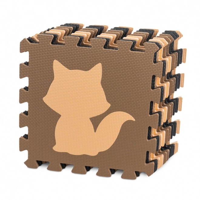 Brązowe piankowe puzzle z leśnymi zwierzątkami - 9 sztuk