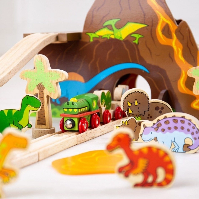 Bigjigs Rail Drewniana kolejka dinozaury