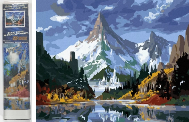 Diamentowe malowanie Lodowy zamek w górach 30 × 40 cm