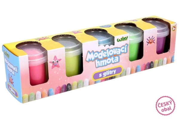Masa plastyczna z brokatem, 5 x 56g - opakowanie czeskie