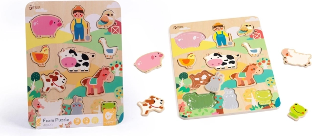 Classic World drewniane puzzle farma – dopasuj zwierzęta