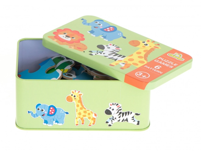 Puzzle w metalowym pudełku Safari zwierzątka - 25 elementów