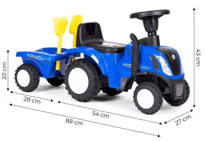 Dziecięcy traktor z przyczepką, interaktywna kierownica, dźwięki, niebieski kolor