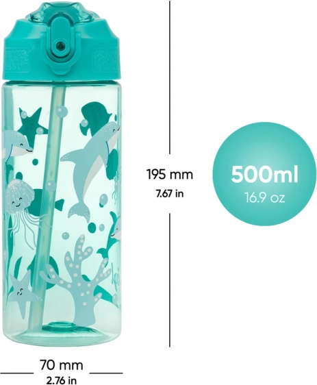 Butelka tritanowa ze słomką Oceaniczny Świat 500 ml