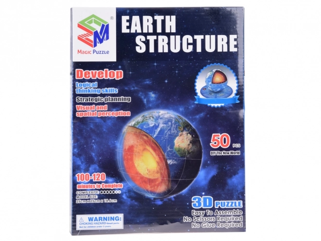 Puzzle 3D Planeta Ziemia - Struktura 50 elementów