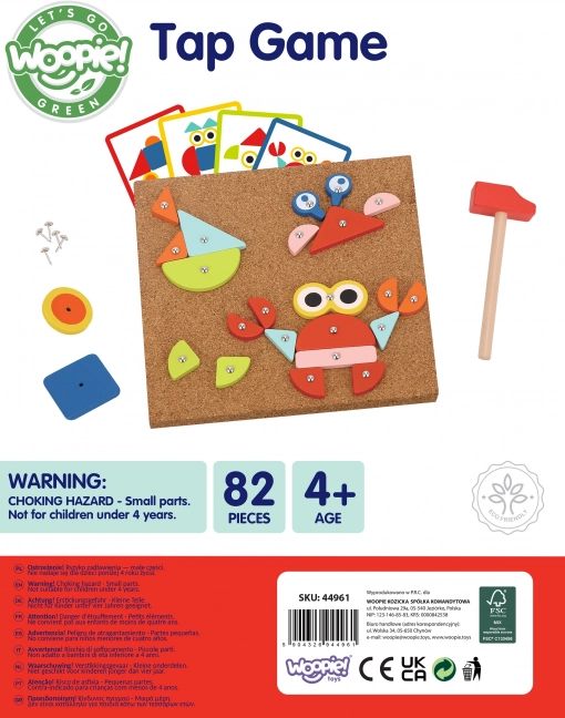 Woopie Green Drewniana zabawka z korka z młotkiem