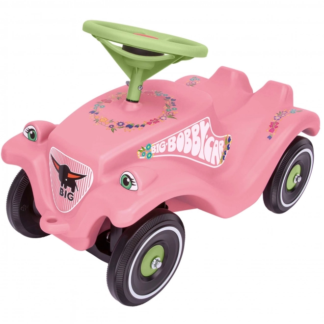 Auto odpychacz BIG BOBBY CAR CLASSIC różowe z naklejkami kwiatuszków
