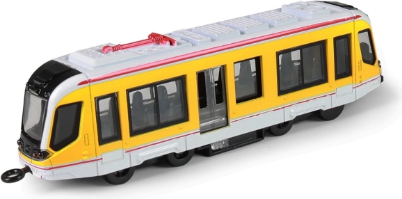 Metalowy żółty tramwaj 20 cm z napędem pull-back