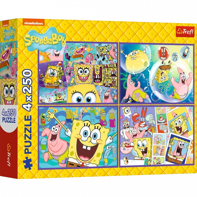 Puzzle 4x250 Zwariowany świat Sponge Boba