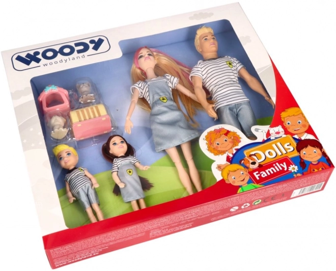 Woodyland Nowoczesna rodzina lalek ze zwierzętami domowymi