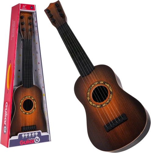 Klasyczna gitara dla dzieci 3+ z 6 metalowymi strunami – Ciemnobrązowa