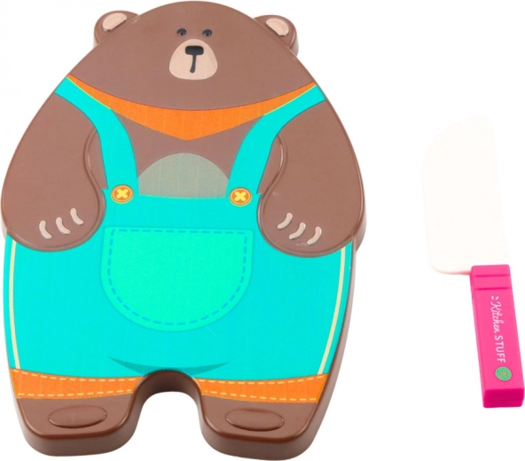 Urocza deska w kształcie niedźwiadka i dziecięcy nożyk