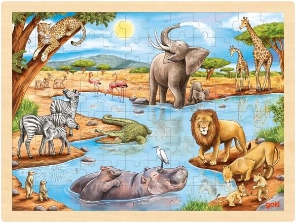 Drewniane puzzle Afrykańska sawanna 96 elementów Goki