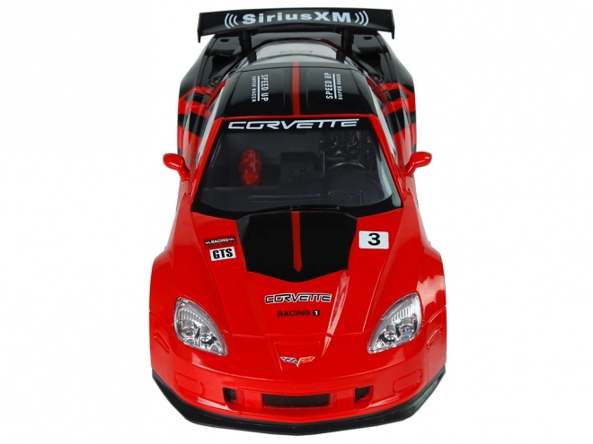 Sportowy wyścigowy RC samochód 1:18 Corvette C6.R czerwony 2.4G z oświetleniem