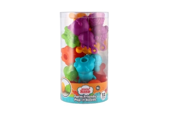 Plastikowe zwierzątka domowa farma łańcuchowa 12 sztuk 8 cm w plastikowym pojemniku 10x18 cm 12m+