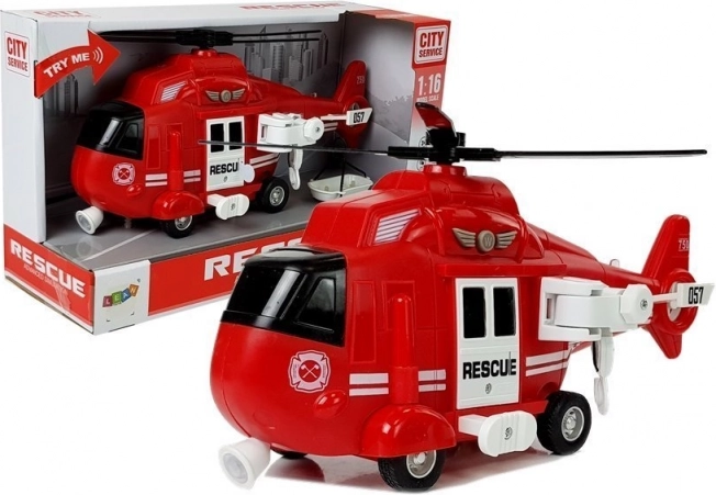 Ratunkowy helikopter Straż Pożarna 1:16 z hakiem, dźwiękami i światłami