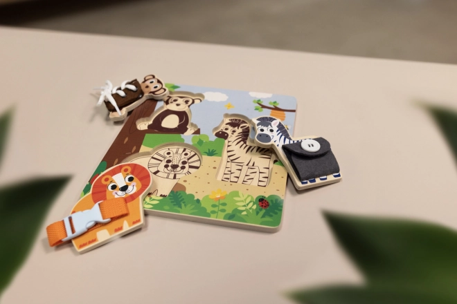 Drewniane puzzle Montessori safari dla dzieci