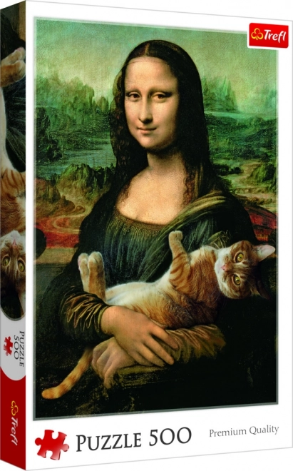 Puzzle Mona Lisa z kotem Mruczek, 500 elementów