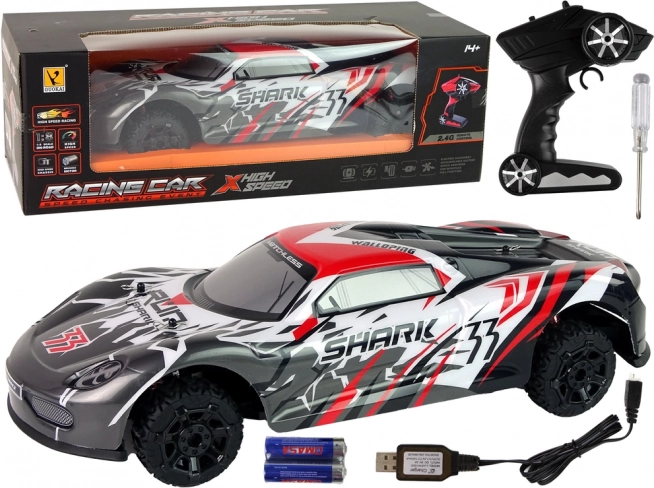 Samochód sportowy R/C 1:8 szaro-biały
