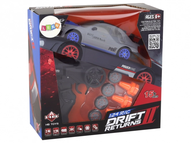 Zdalnie sterowany samochód sportowy R/C 1:24 wymienne koła – szare