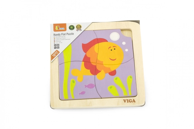 VIGA Drewniane puzzle Rybka 4 części