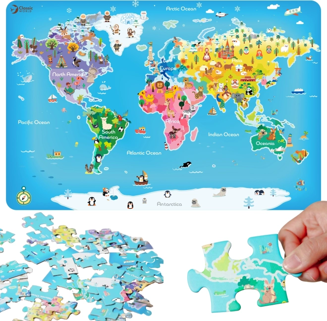 Klasyczne światowe puzzle mapa świata
