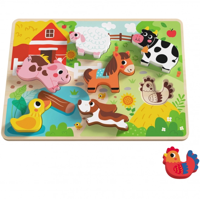 Drewniane puzzle Montessori zwierzęta farma