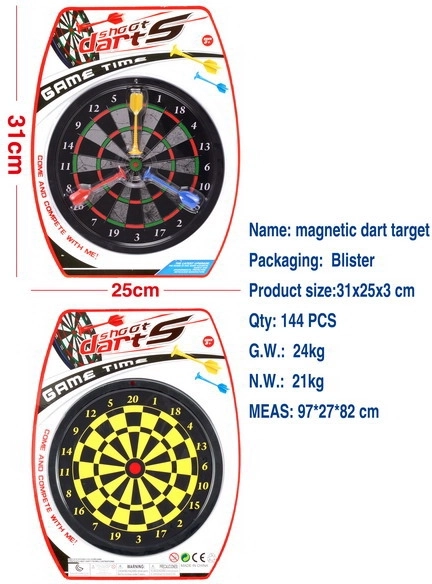Dwustronna magnetyczna tarcza 20 cm z 3 rzutkami