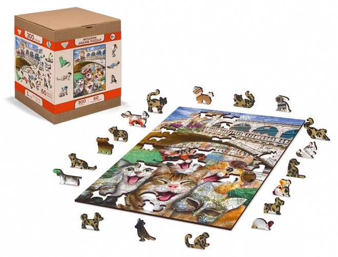 Drewniane puzzle Kocięta w Wenecji 2w1