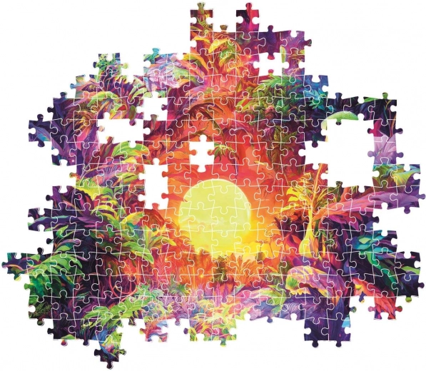 Jaskrawy motyw dżungli o świcie