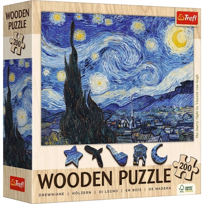 Drewniane puzzle Vincent van Gogh - Gwiaździsta noc 200 elementów