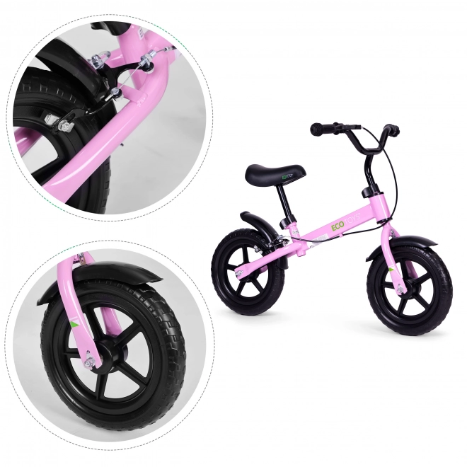Ecotoys Dziecięcy rowerek biegowy z hamulcem i kołami EVA różowy
