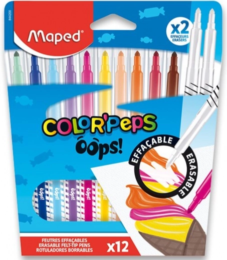 Flamastry MAPED Color’Peps Oops 12 kolorów + 2 zmazywacze