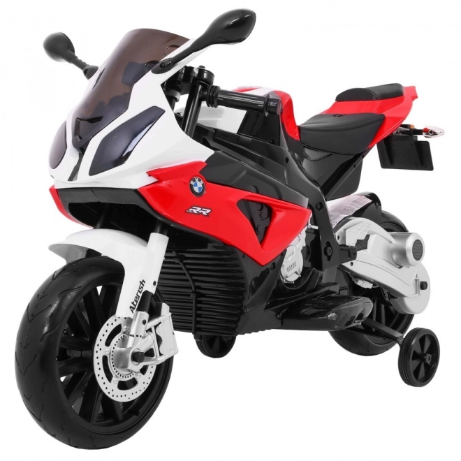 BMW S1000 RR Motocykl dziecięcy na baterie + koła pomocnicze + podnóżek – czerwony