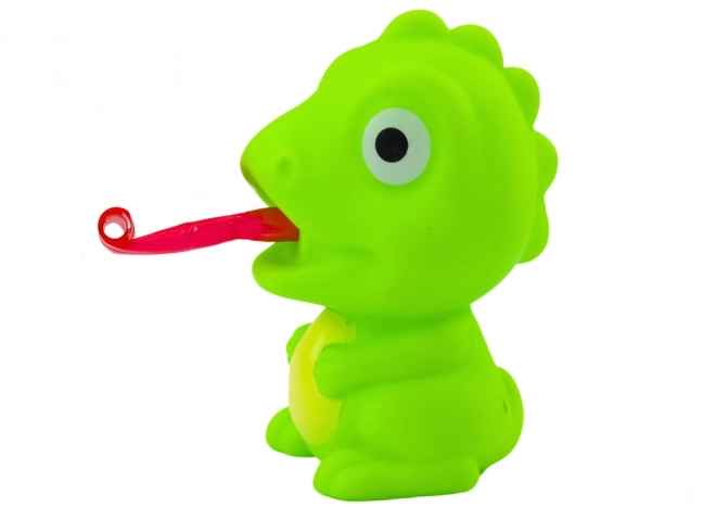 Gumowy dinozaur z wysuwanym językiem zielony 8 cm